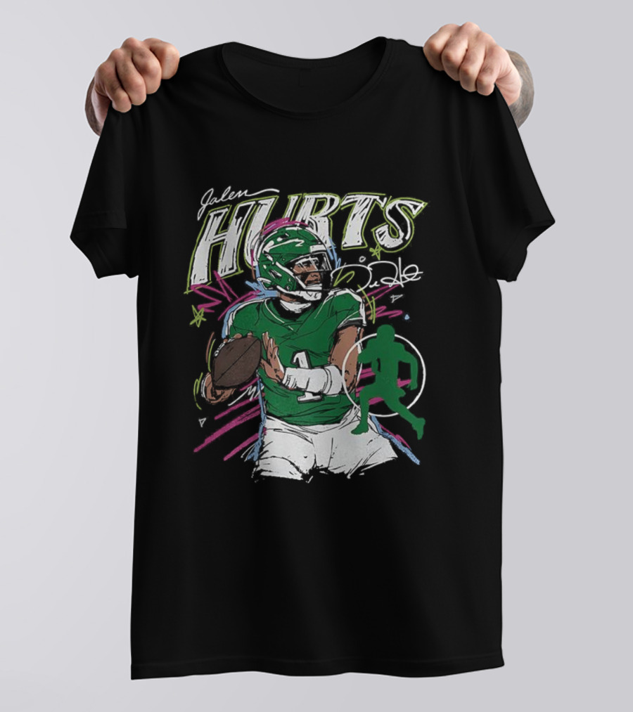 Jalen Hurts Philadelphia Eagles Football Scribble Signature Art Style T-Shirt
