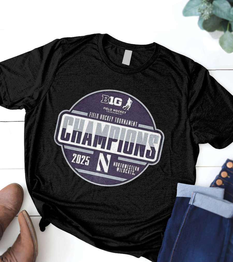 B1G Field Hockey Tournament Champions 2025 Northwestern Wildcats T-Shirt