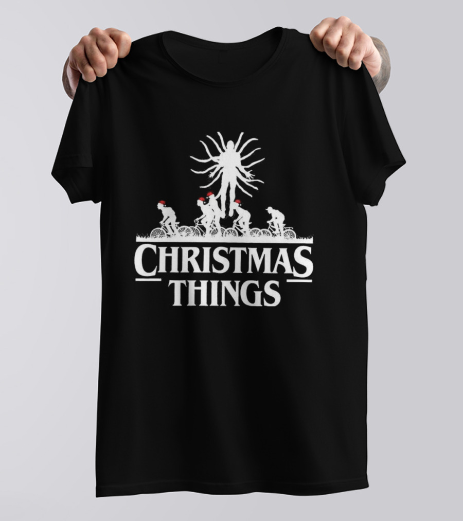 Stranger Things Christmas Demogorgon Silhouette Retro Festive Holiday Theme T-Shirt