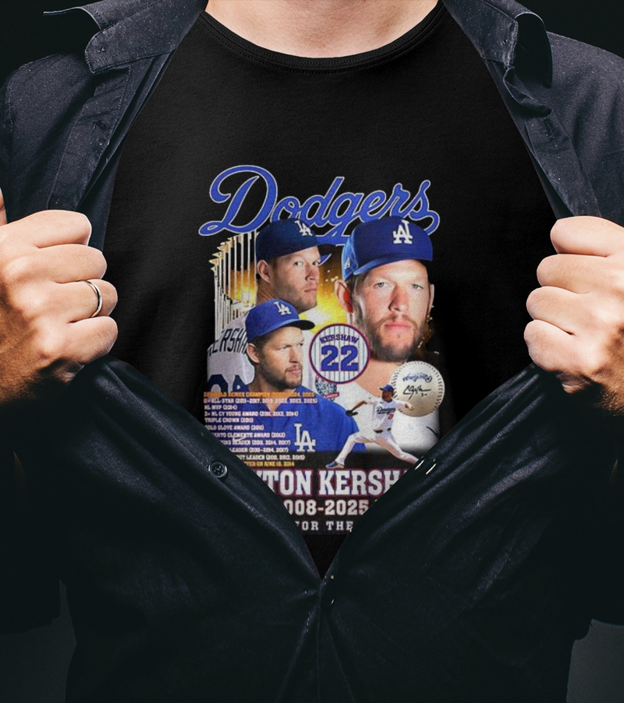Dodgers Clayton Kershaw 2008-2025 Thank You For The Memories And Achievements T-Shirt