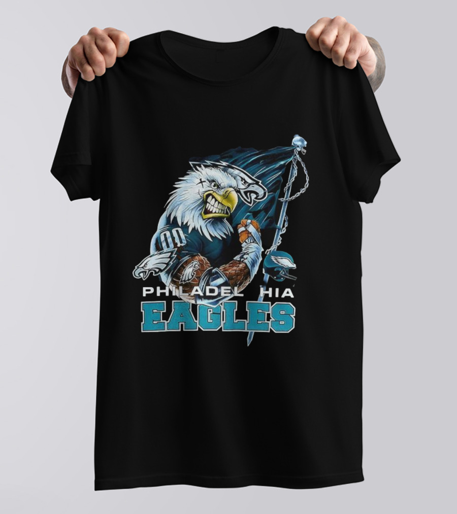 Philadelphia Eagles Vintage 2000s Football Mascot Flag T-Shirt