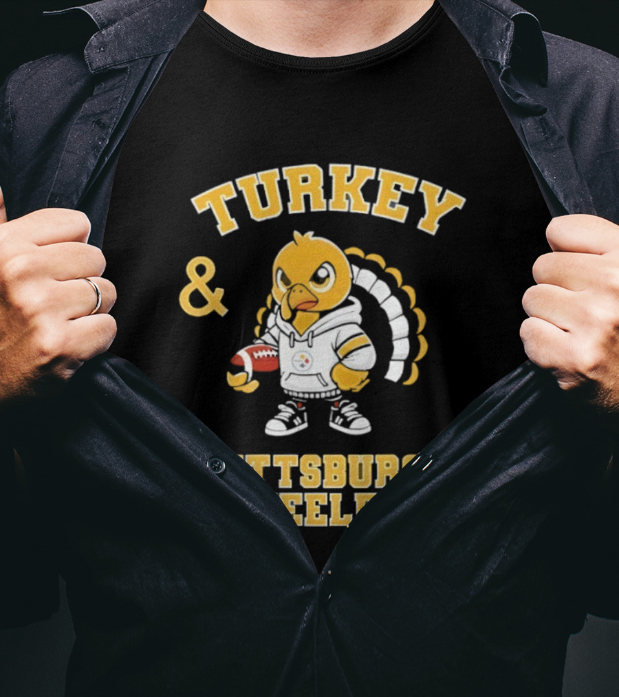 Turkey And Pittsburgh Steelers NFL Football Happy Thanksgiving T-Shirt
