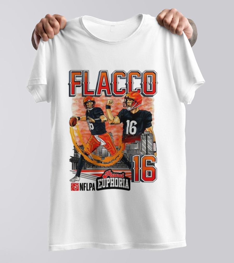 Joe Flacco Cincinnati Bengals Number 16 Planet Euphoria Skyline NFLPA T-Shirt