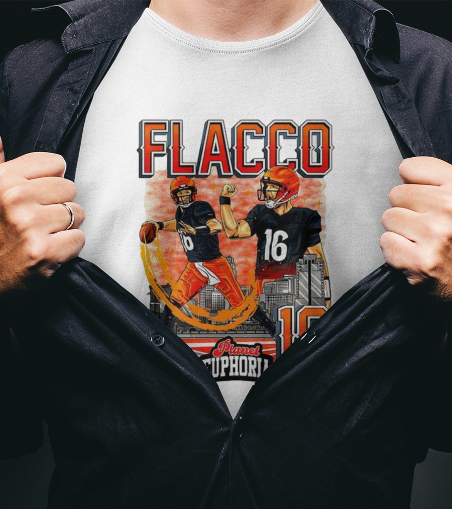 Joe Flacco Cincinnati Bengals Number 16 Planet Euphoria Skyline NFLPA T-Shirt