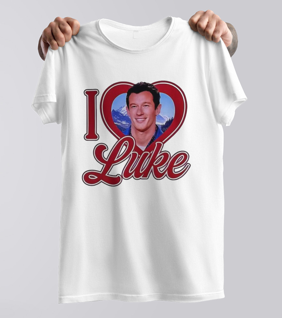 I Love Luke Heart Photo Mountain Background T-Shirt