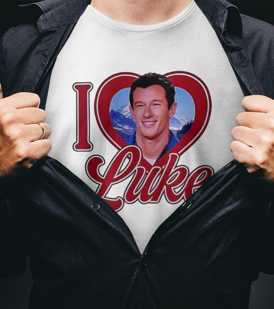 I Love Luke Heart Photo Mountain Background T-Shirt