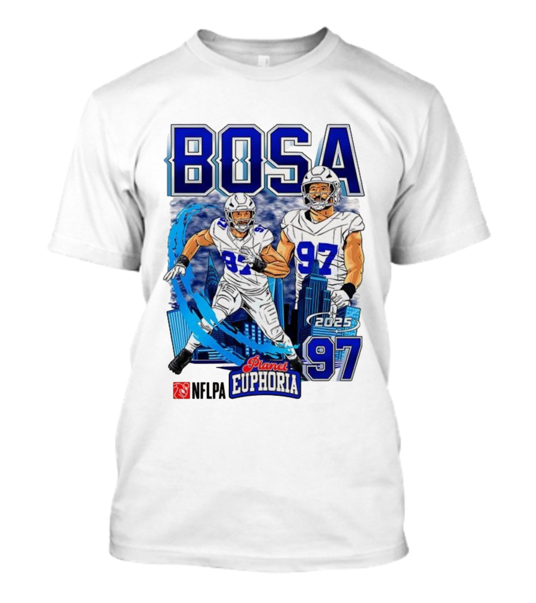 Bosa NFLPA Football 2025 Planet Euphoria Number 97 Skyline T-Shirt