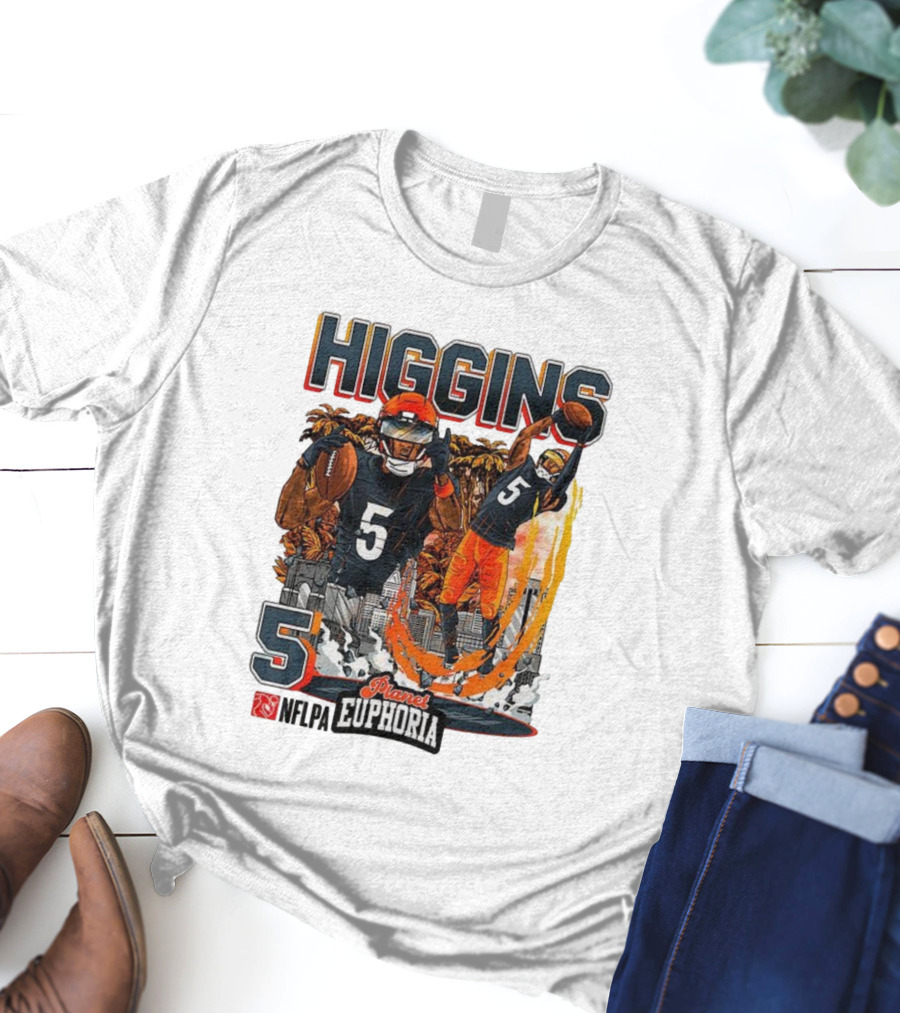 Higgins Cincinnati Number 5 Planet Euphoria Skyline Football T-Shirt