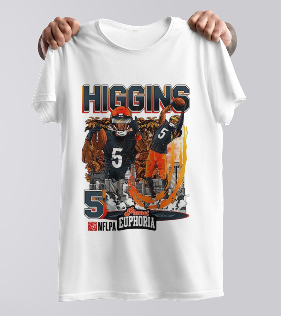 Higgins Cincinnati Number 5 Planet Euphoria Skyline Football T-Shirt