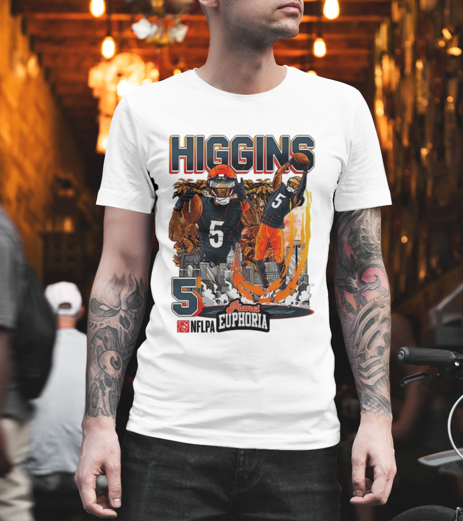 Higgins Cincinnati Number 5 Planet Euphoria Skyline Football T-Shirt