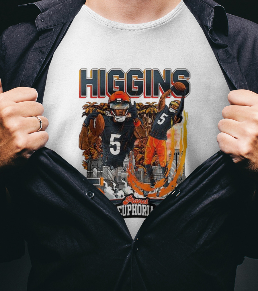 Higgins Cincinnati Number 5 Planet Euphoria Skyline Football T-Shirt