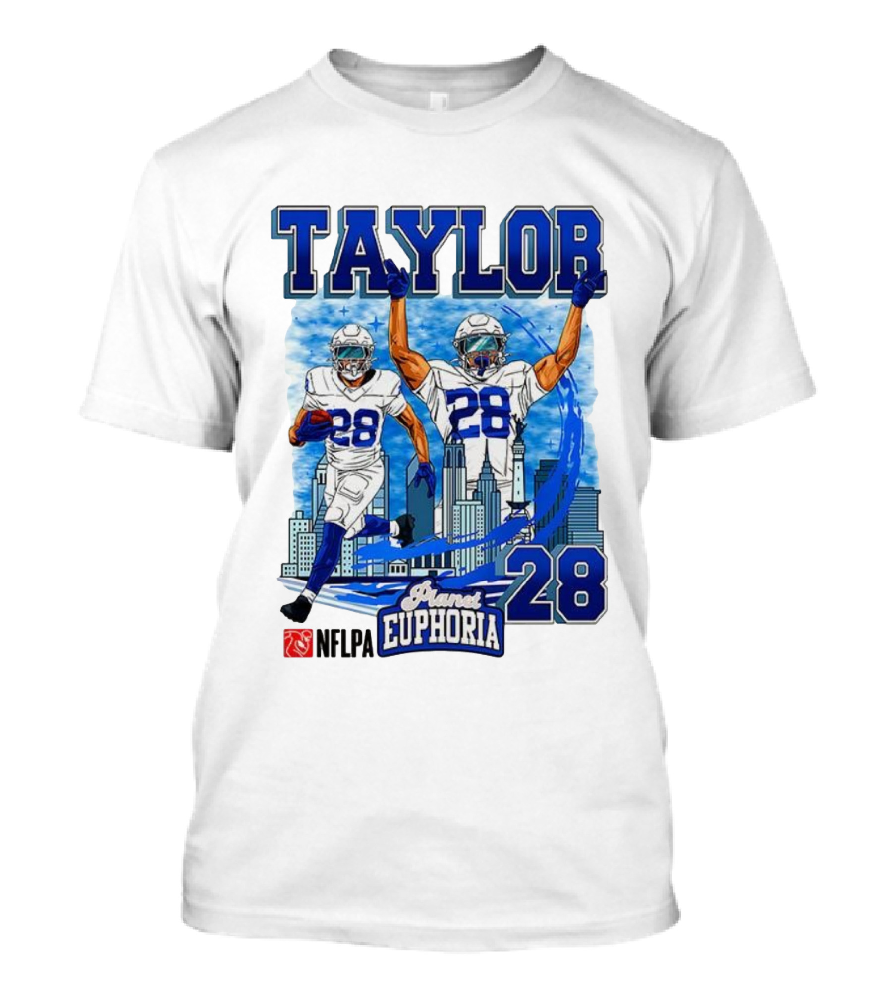 Taylor Indianapolis Planet Euphoria NFLPA Number 28 Skyline T-Shirt