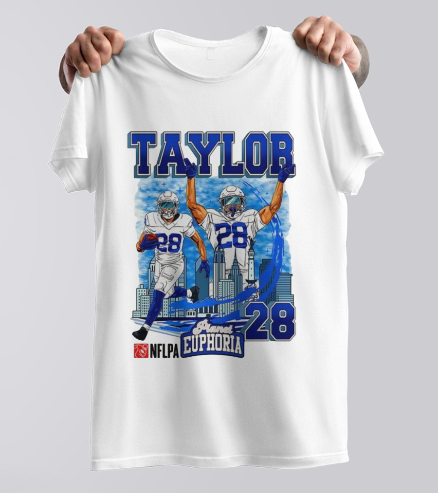 Taylor Indianapolis Planet Euphoria NFLPA Number 28 Skyline T-Shirt