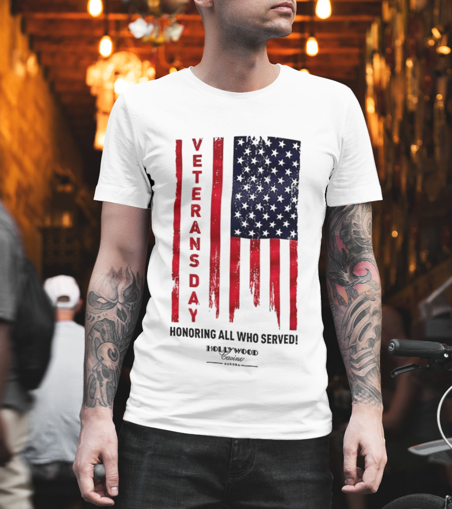 Veterans Day Honoring All Who Served Hollywood Flag Stars And Stripes T-Shirt