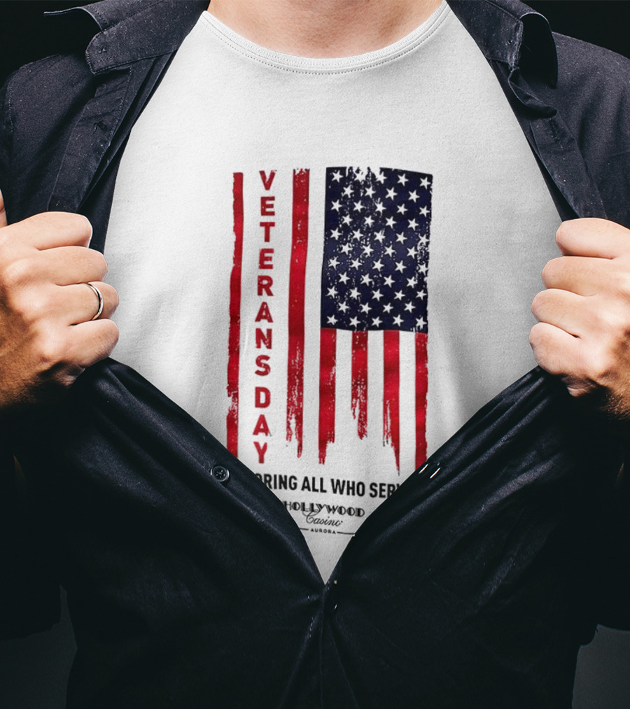 Veterans Day Honoring All Who Served Hollywood Flag Stars And Stripes T-Shirt