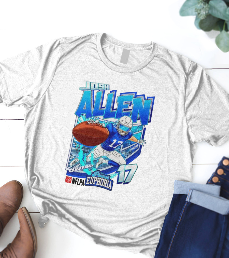 Josh Allen NFLPA Planet Euphoria Quarterback 17 Football Cartoon Gooooo T-Shirt