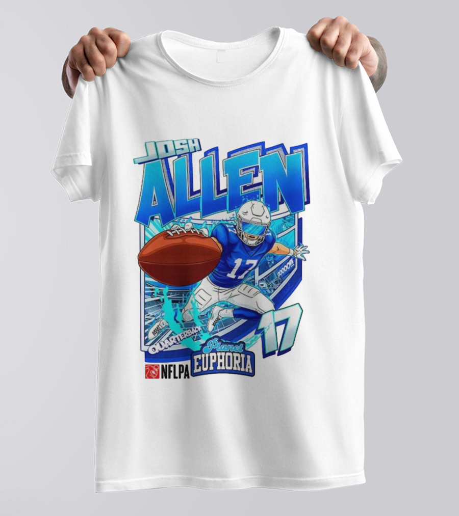 Josh Allen NFLPA Planet Euphoria Quarterback 17 Football Cartoon Gooooo T-Shirt