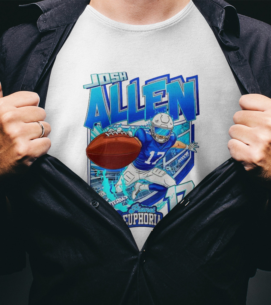 Josh Allen NFLPA Planet Euphoria Quarterback 17 Football Cartoon Gooooo T-Shirt
