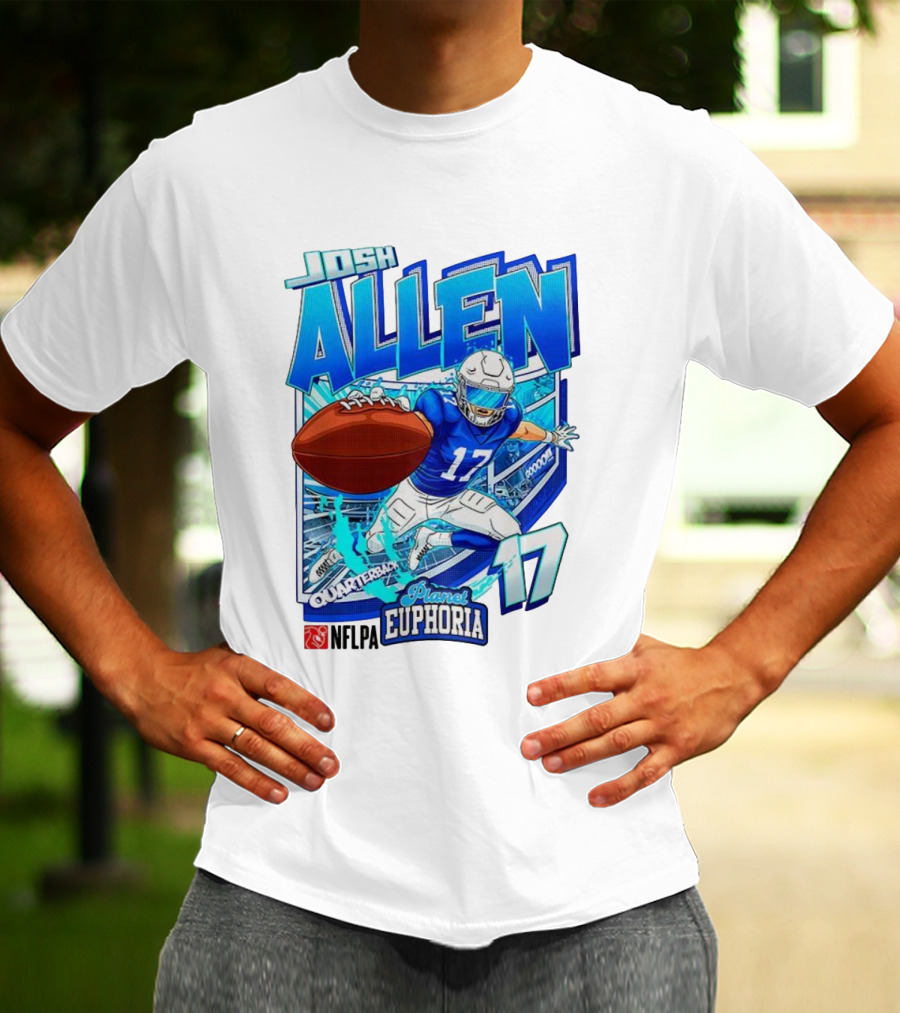 Josh Allen NFLPA Planet Euphoria Quarterback 17 Football Cartoon Gooooo T-Shirt