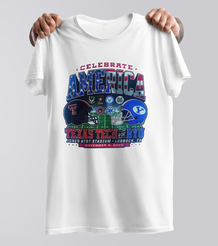 Texas Tech Vs BYU Celebrate America November 8 2025 Jones AT&T Stadium Lubbock T-Shirt