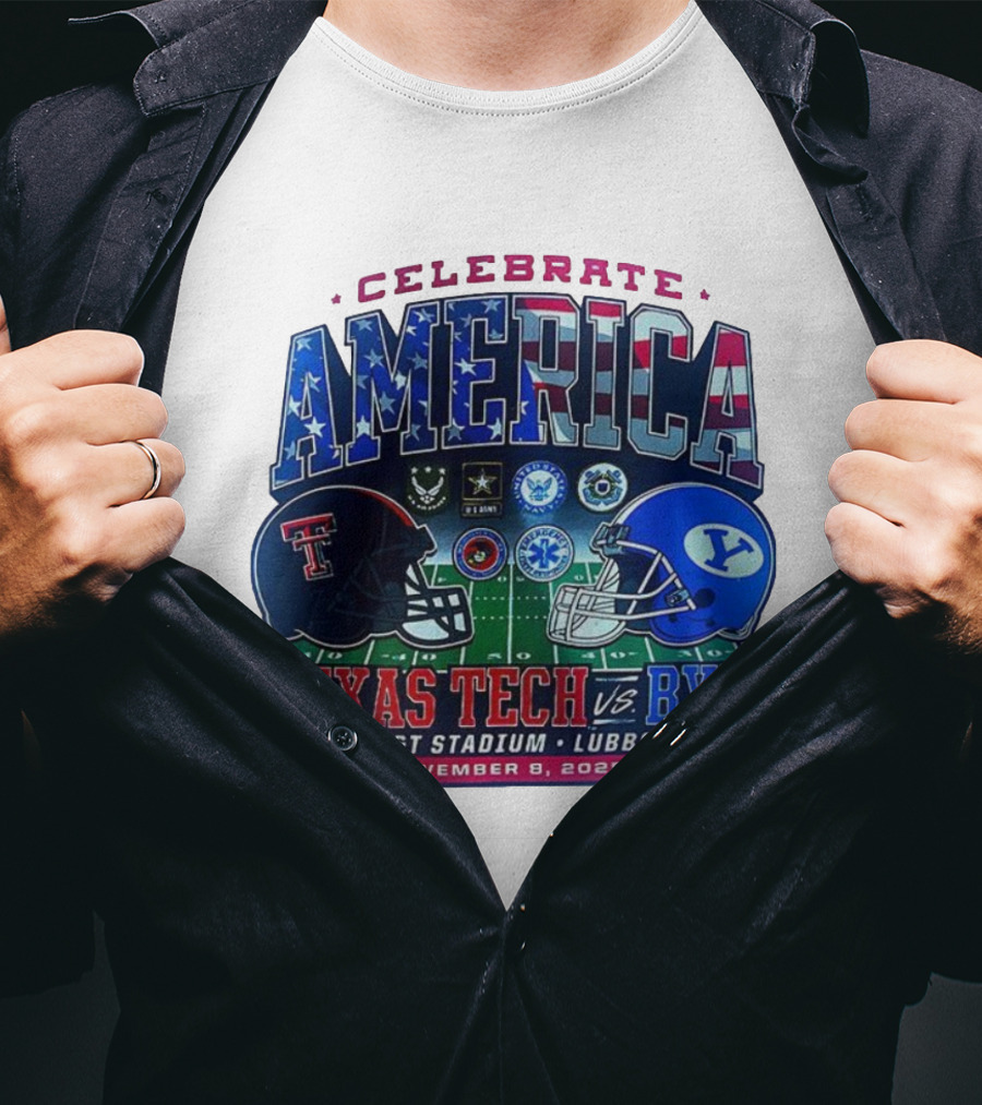 Texas Tech Vs BYU Celebrate America November 8 2025 Jones AT&T Stadium Lubbock T-Shirt