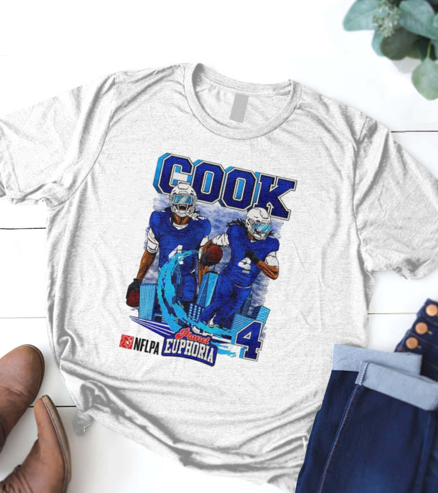 COOK NFLPA Planet Euphoria Number 4 Football Cartoon Skyline T-Shirt