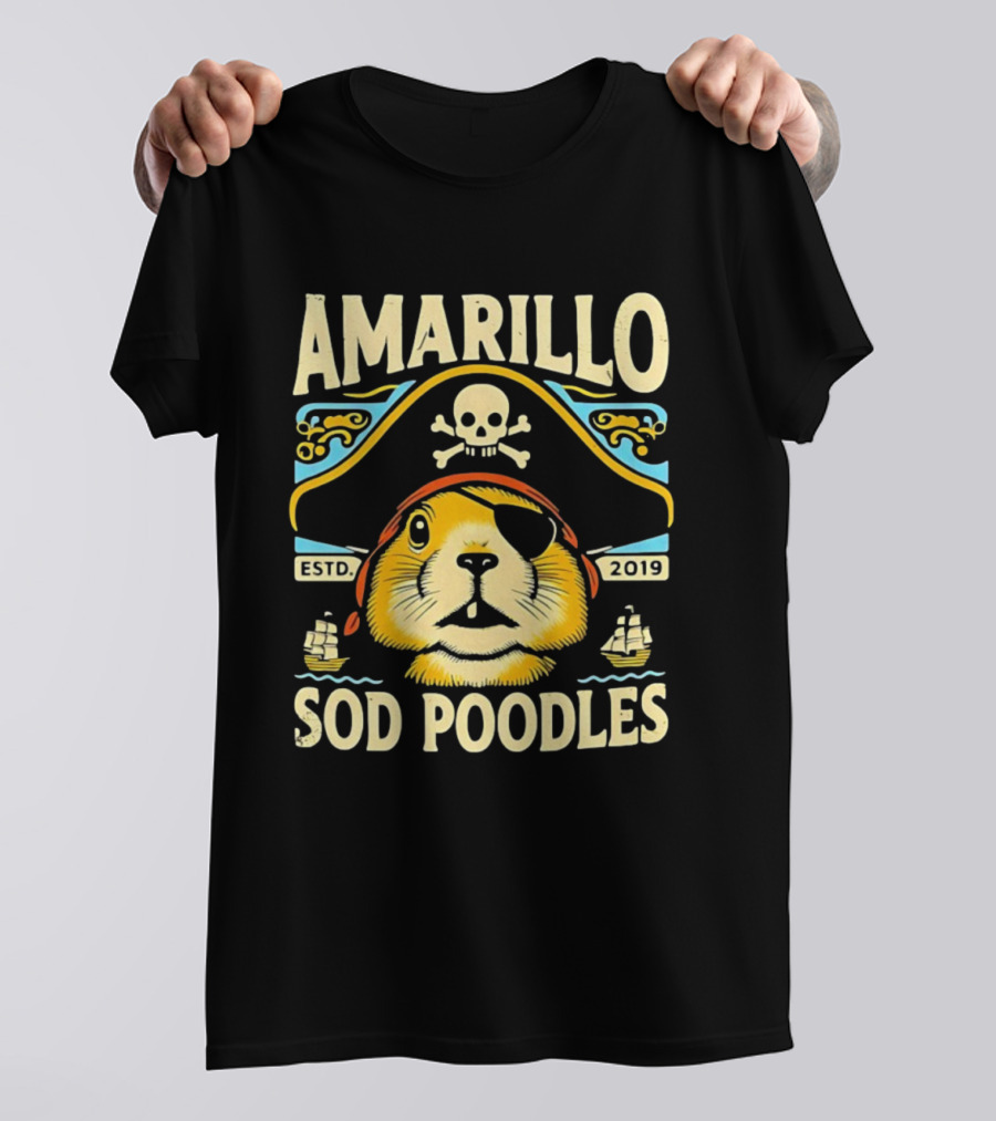 Amarillo Sod Poodles Pirate Prairie Dog Estd 2019 T-Shirt