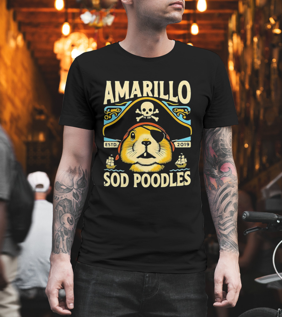 Amarillo Sod Poodles Pirate Prairie Dog Estd 2019 T-Shirt