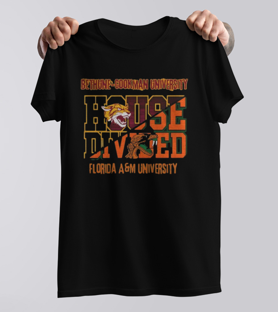 Bethune-Cookman University Wildcats Vs Florida A&M University Rattlers House Divided T-Shirt