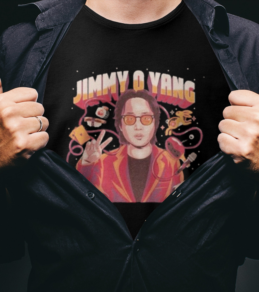 Jimmy O. Yang Peace Sign Cartoon Pug And Sunglasses T-Shirt