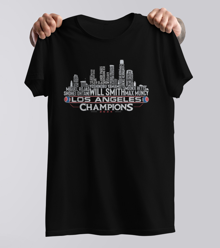 Los Angeles Champions Will Smith Max Muncy Skyline Dodgers 2025 Series T-Shirt