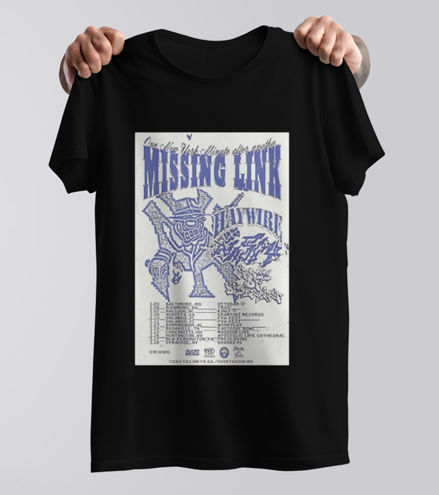 Missing Link One New York Minute Tour 2026 Dates All-City Show Locations T-Shirt
