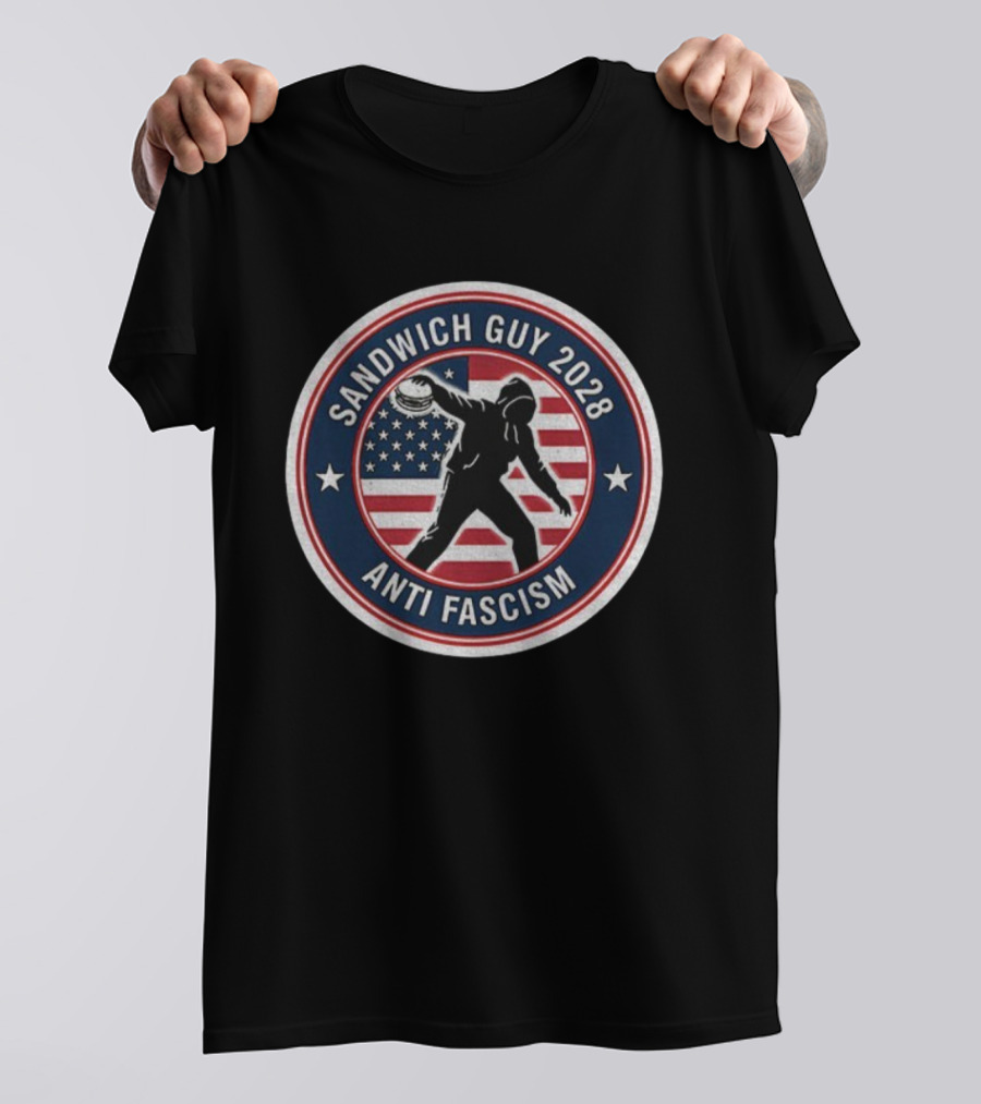 Sandwich Guy 2028 Anti Fascism American Flag T-Shirt