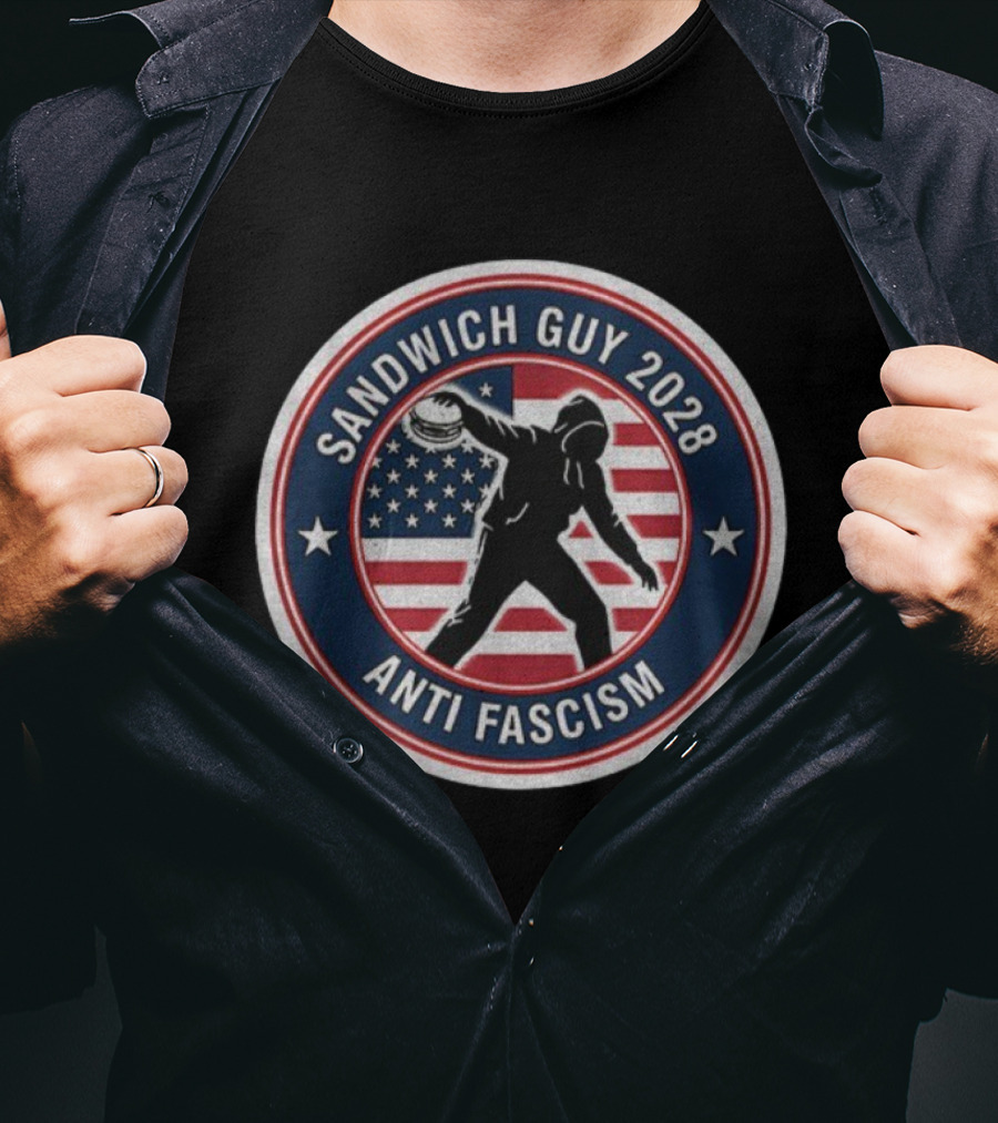 Sandwich Guy 2028 Anti Fascism American Flag T-Shirt