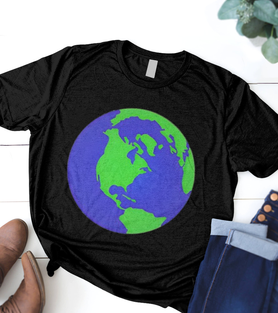 The Office Earth Globe Blue Green Map Design T-Shirt