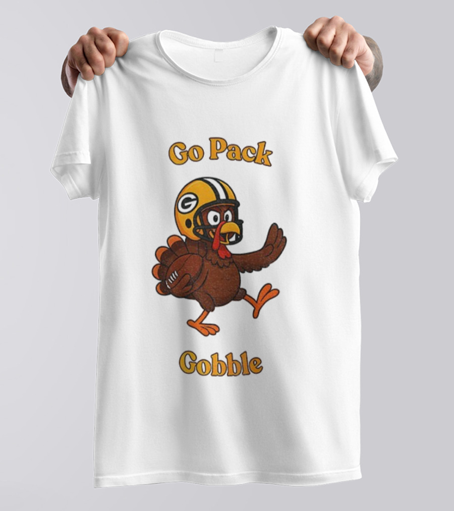 Go Pack Gobble Green Bay Packers Thanksgiving Football Turkey T-Shirt