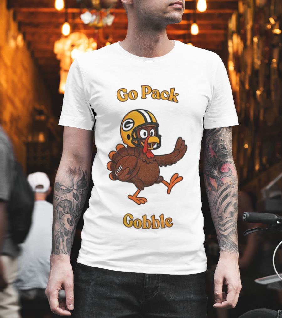Go Pack Gobble Green Bay Packers Thanksgiving Football Turkey T-Shirt