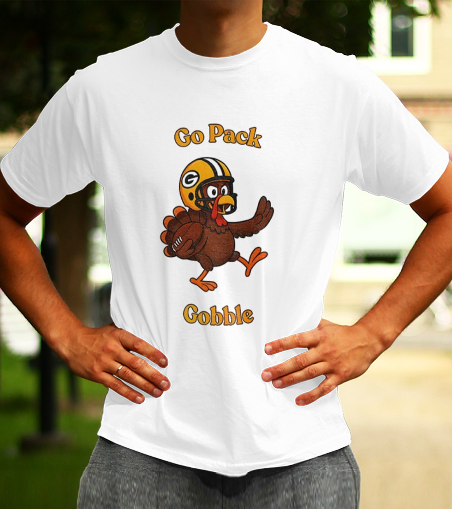 Go Pack Gobble Green Bay Packers Thanksgiving Football Turkey T-Shirt