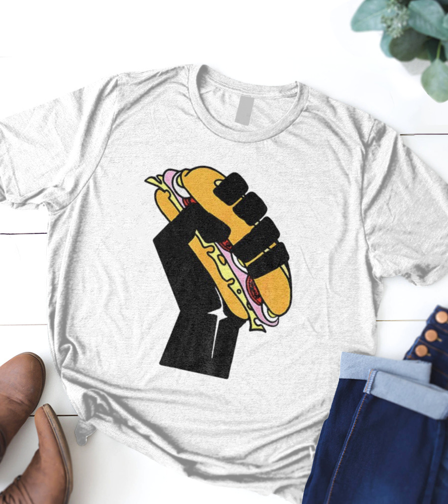 Hoagie Sandwich Guy Black Fist Resist Fascism Anti Trump Iconic Symbol T-Shirt