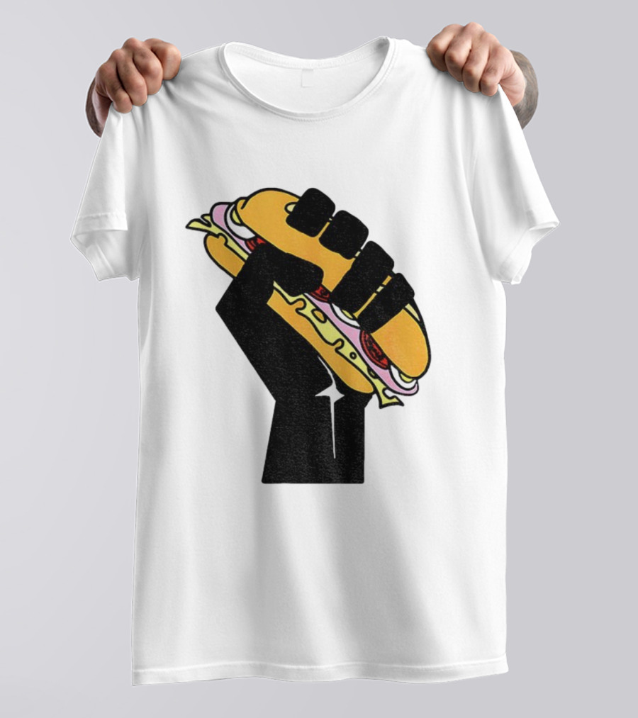 Hoagie Sandwich Guy Black Fist Resist Fascism Anti Trump Iconic Symbol T-Shirt