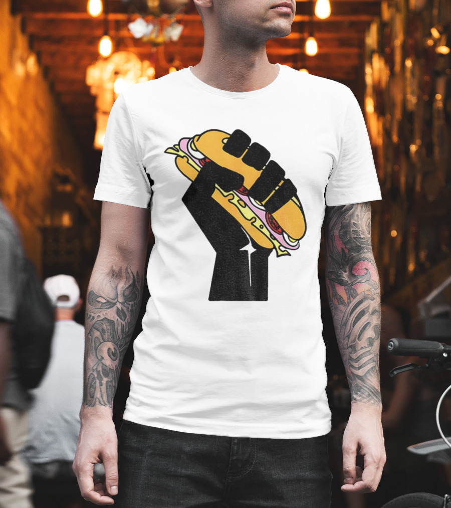 Hoagie Sandwich Guy Black Fist Resist Fascism Anti Trump Iconic Symbol T-Shirt