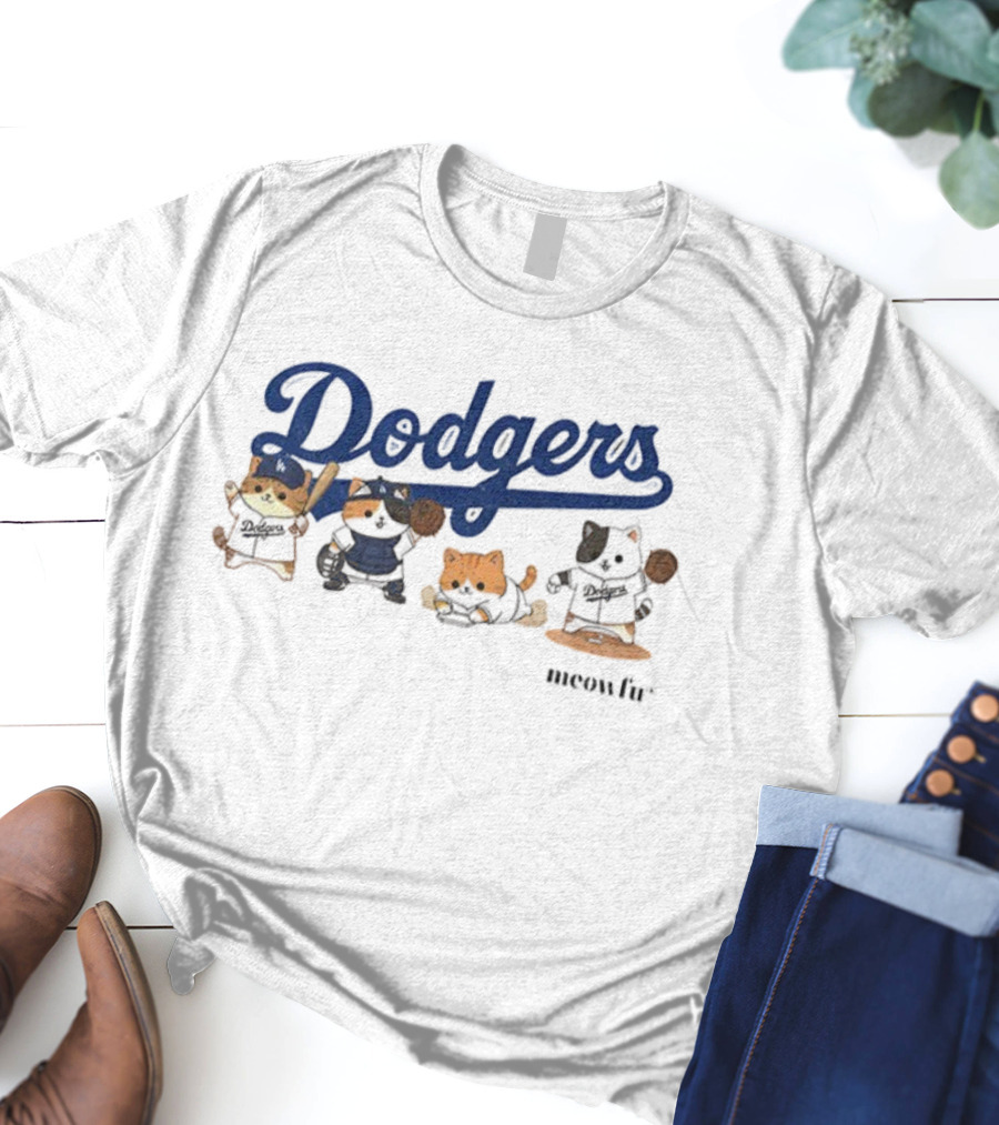 Dodgers Meowfu Dodgers Cats Baseball Team T-Shirt