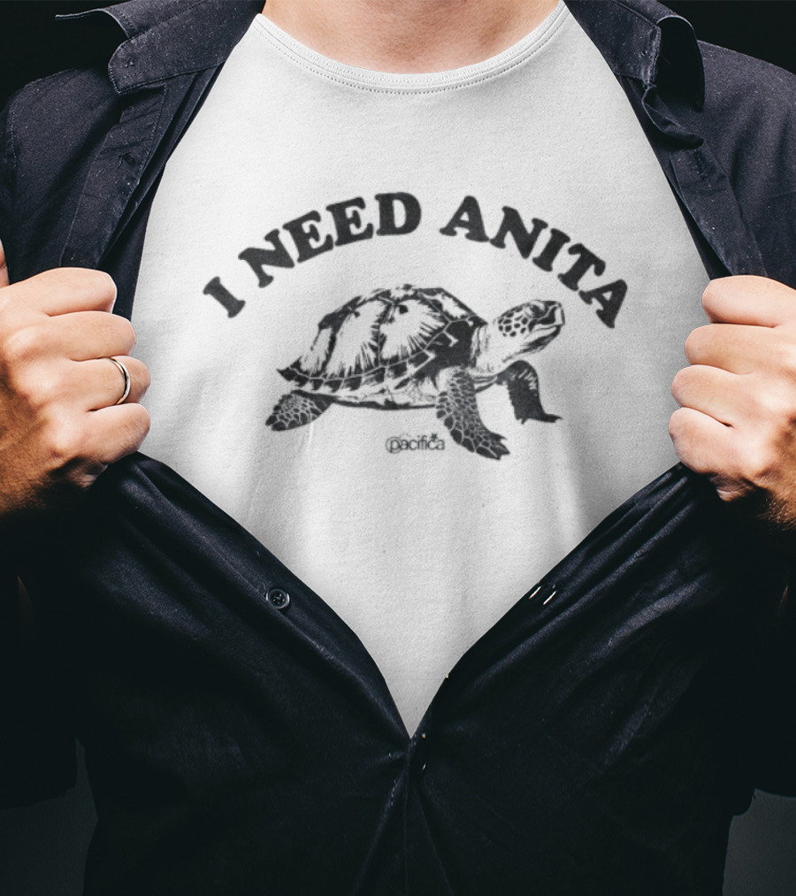 Pacifica I Need Anita Turtle Drawing Casual Wear T-Shirt