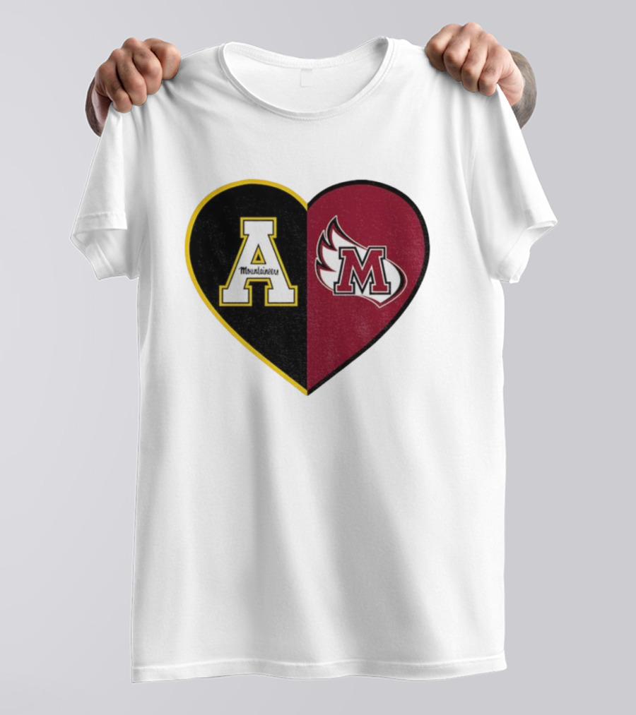 Appalachian State Mountaineers Meredith College Angels Split Heart Personalized T-Shirt
