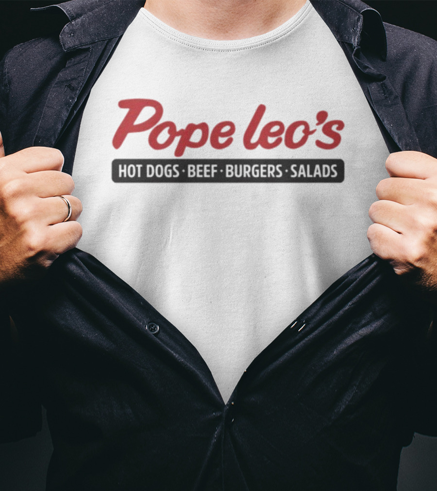 Pope Leo’s Hot Dogs Beef Burgers Salads Classic Logo T-Shirt