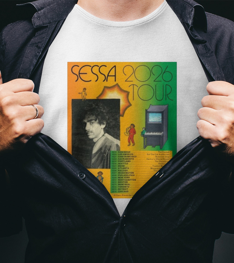 Sessa 2026 Tour USA & Canada Dates Featuring San Diego New York Montreal Chicago T-Shirt
