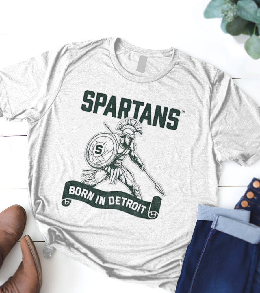 Spartans Warrior Emblem Born In Detroit T-Shirt