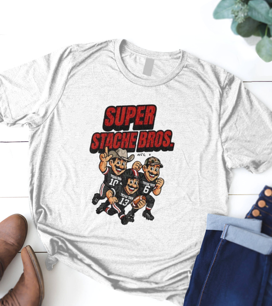 Texas Tech Red Raiders Super Stache Bros Cartoon Football Game Day T-Shirt