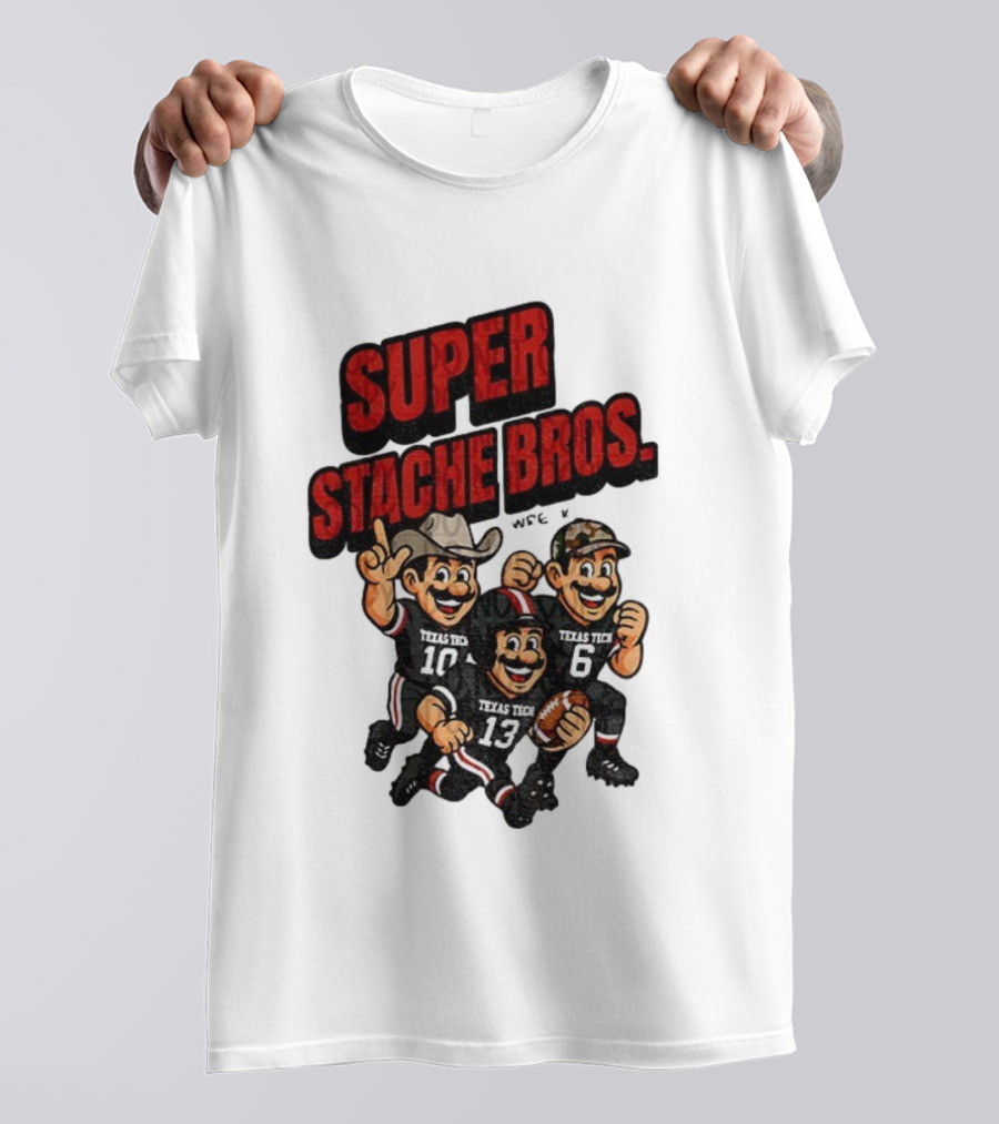 Texas Tech Red Raiders Super Stache Bros Cartoon Football Game Day T-Shirt