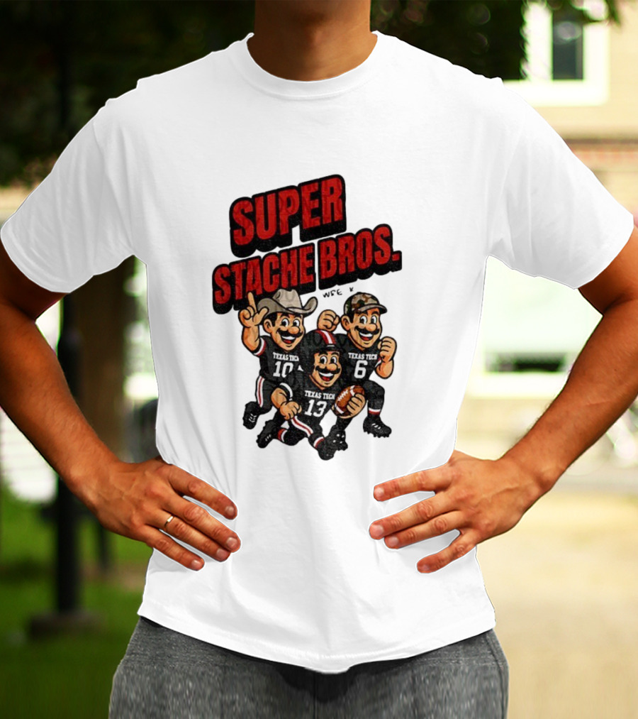 Texas Tech Red Raiders Super Stache Bros Cartoon Football Game Day T-Shirt